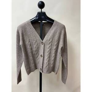 NEW GIFTCRAFT women's v-neck cardigan in taupe